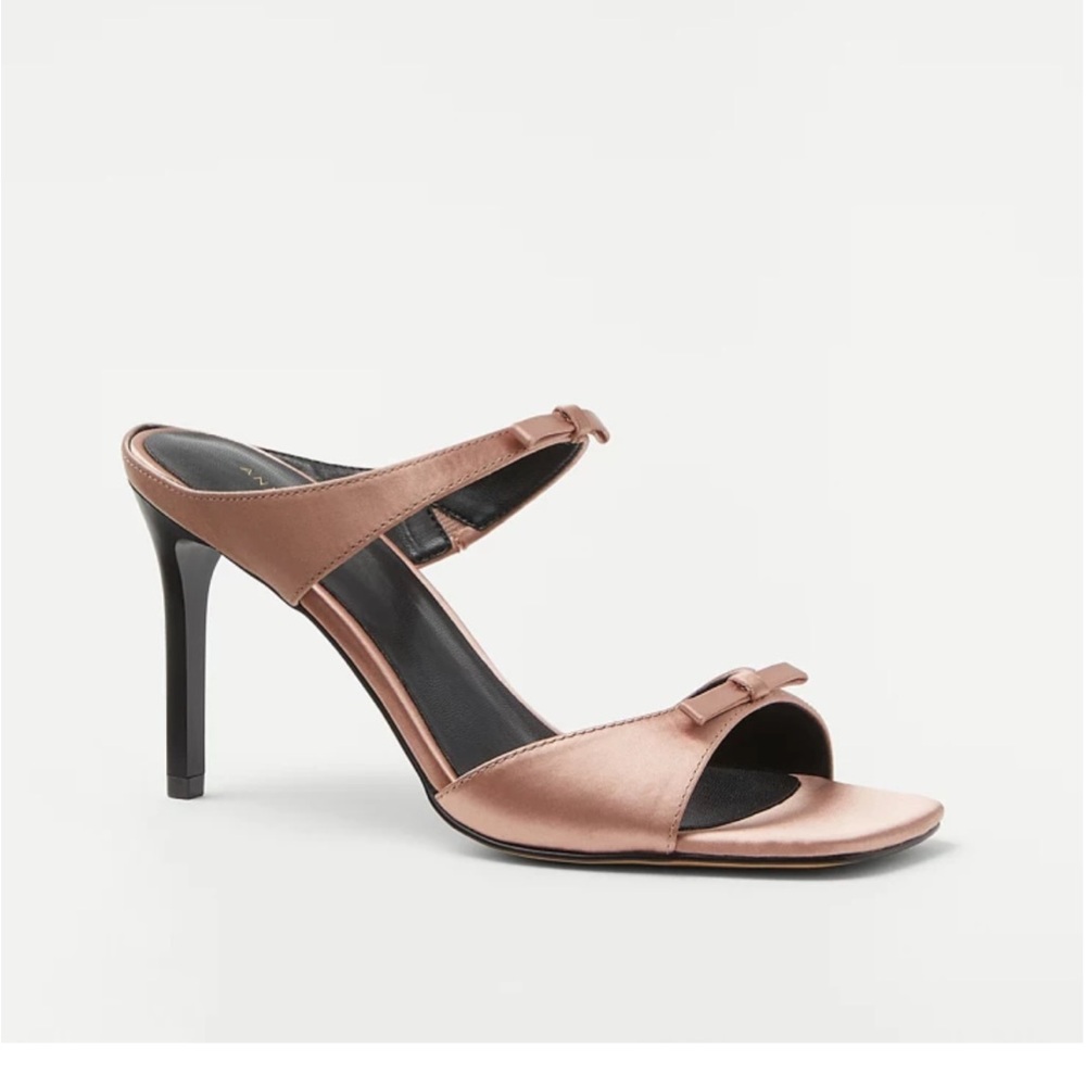 Ann Taylor Double Bow Satin Mule Sandal, 9